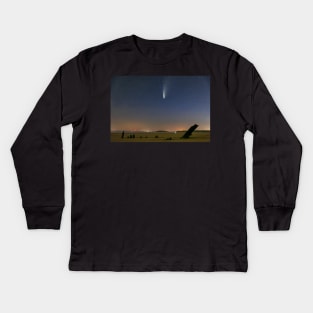 Comet NEOWISE over Rhossili Bay Kids Long Sleeve T-Shirt